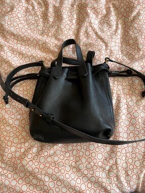 Madewell Small Drawstring Transport Genuine Leather Bag Crossbody Purse GUC